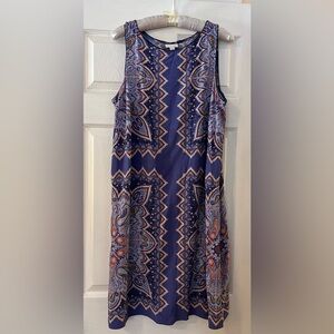 J. Jill Blue & Purple Sleeves Long Sundress Boho Pattern